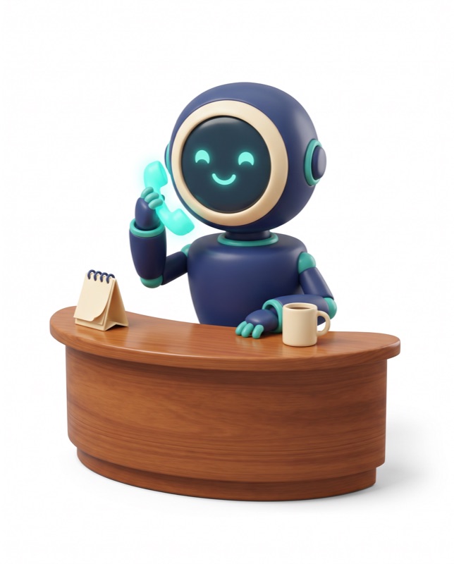 The Office-O-Matic AI receptionist at work